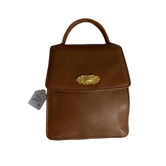 Fossil Women's Brown Leather Gold Tone Crossbody Bag With Magnetic Lock Sz S - Picture 1 of 10